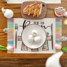1pc Colour He Is Risen Cross Easter Placemats 12x18 Inch Seasonal Table Mats For Party Kitchen Dining Decoration - Color Border Cross - View 1