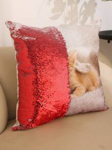 1 件客製化照片魔術亮片枕套,方形家居裝飾墊套適合禮品和家居使用 - 彩色 - 查看 8