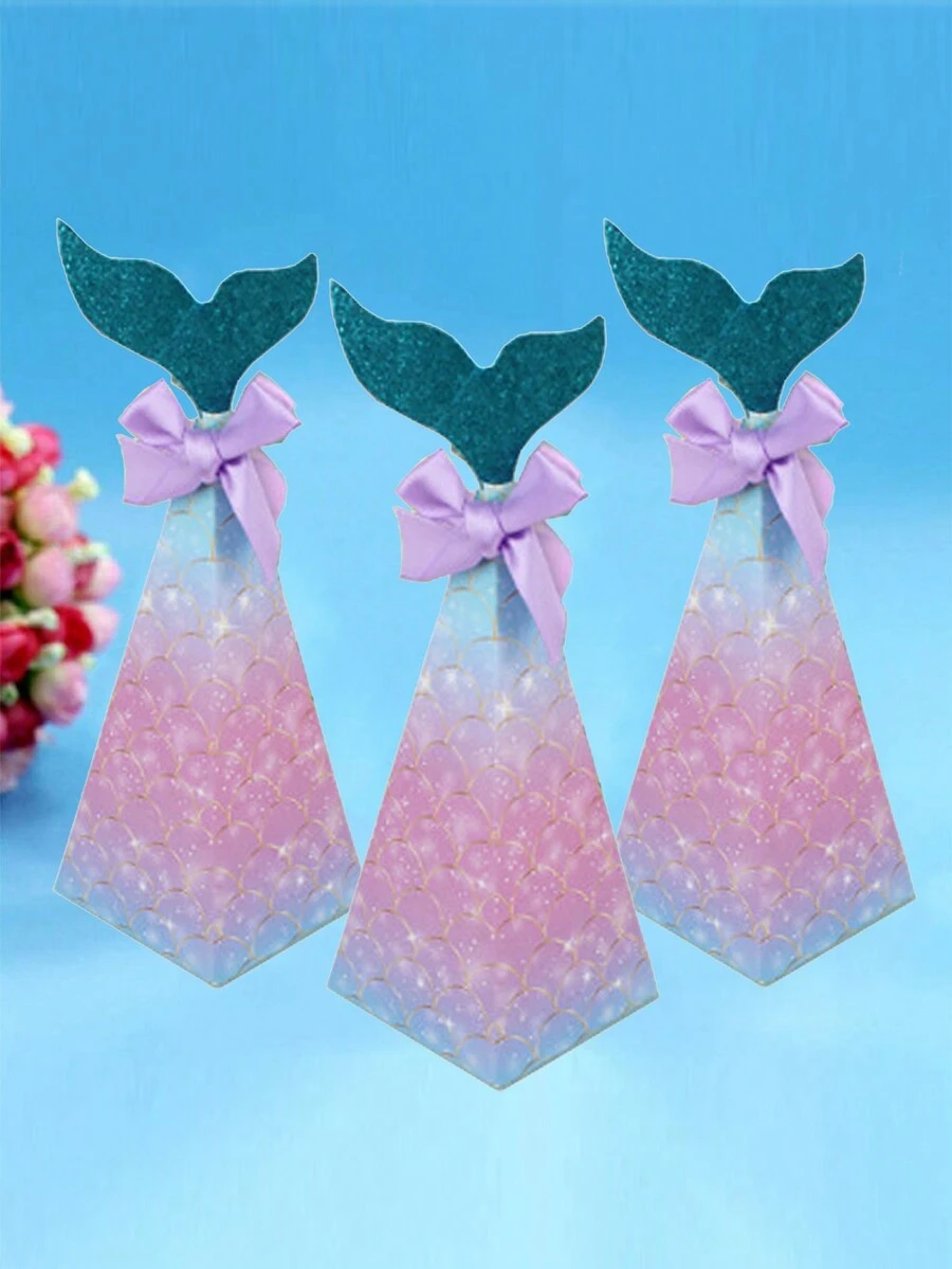 5pcs Mermaid Tail Shaped Gift Box For Birthday Party Gift Packaging - Multicolor - View 1