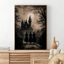 1張哥德式恐怖城堡油畫帆布牆藝術裝飾畫,浴室臥室辦公室客廳藝術牆畫,家居裝飾（不含框） - 黑色 - 查看 5