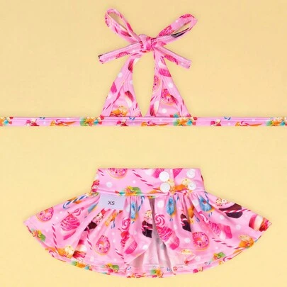 2 件套泳衣设计宠物夏季比基尼宠物服装
