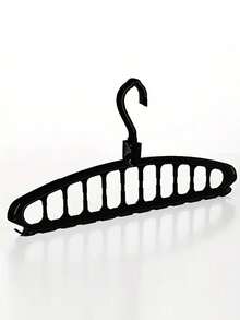 1入組多孔塑料衣架，可摺疊重型衣架，家居空間節省組織者，適用於臥室、壁櫥、衣櫃、家居、宿舍，返校必備家居掛衣神器摺疊衣架 - 黑色 - 查看 5