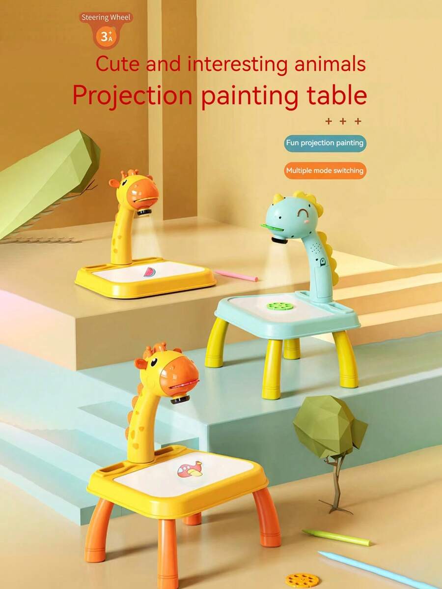 Projection Painting Table - Children's Music And Intelligent Multi-Functional Writing Table Doodling Learning Painting Toys, Painting Set Table, Educational Board Learning Tool - Children's Day/Halloween/Thanksgiving/Christmas Gift