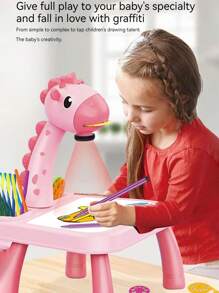 Projection Painting Table - Children's Music And Intelligent Multi-Functional Writing Table Doodling Learning Painting Toys, Painting Set Table, Educational Board Learning Tool - Children's Day/Halloween/Thanksgiving/Christmas Gift - Multicolor - View 4