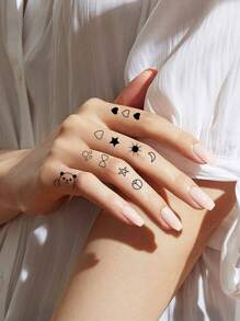 4pcs Fashionable Mini Pattern Temporary Tattoo Sticker