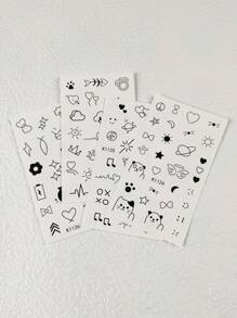 4pcs Fashionable Mini Pattern Temporary Tattoo Sticker