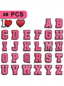 28pcs Initial Letter Shoe Charms, Detachable Shoe Decoration Accessories For Girls & Women (Handmade, May Have Minor Glue Residue Or Defects On The Back, Which Do Not Affect Normal Use)