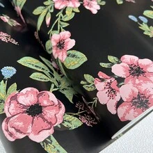 1卷2m*3m床頭背景牆紙,歐式復古風格花卉紋自粘壁紙,適用於臥室衣櫃裝飾 - 黑色 - 查看 6