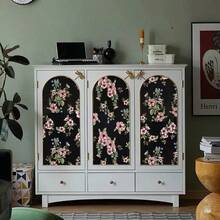 1卷2m*3m床頭背景牆紙,歐式復古風格花卉紋自粘壁紙,適用於臥室衣櫃裝飾 - 黑色 - 查看 7