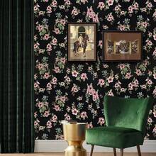 1卷2m*3m床頭背景牆紙,歐式復古風格花卉紋自粘壁紙,適用於臥室衣櫃裝飾 - 黑色 - 查看 2