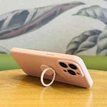 1 Miếng Chất lỏng silicon Hai Lớp Flannel Chống rơi Nhẫn Chủ Điện thoại  Tương thích với iPhone 15pro Samsung A14 Redmi Điện thoại di động - Hồng - Xem 3