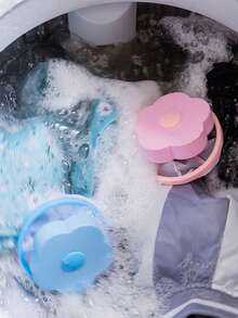 2pcs Blue Laundry Machine Filter Bags Hair Catcher Balls Floating Pet Fur Remover Cleaning Tool - Blue - View 3