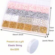 24格黏土珠手鍊製作套件,女性友誼手鍊套件,秋季黃金珠棕色粉紅黏土珠珠寶製作套件 - 珠子套件 2 - 查看 2