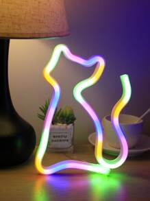 1pc Cat Shaped Neon Light - Yellow - View 2