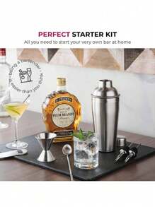 Kit Bartender Completo, Incluye Filtro y Utensilios de Cocina, Kit Coctelero de Acero Inoxidable, Mejora Tus Habilidades de Coctelería y Sorprende como Bartender Profesional - Plateado - Ver 6