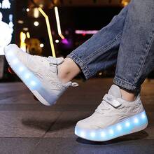 新款兒童led雙輪運動鞋,帶有溜冰功能,提供兩種顏色 - 白色 - 查看 9