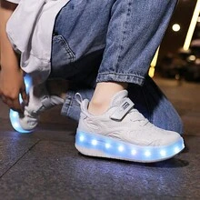 新款兒童led雙輪運動鞋,帶有溜冰功能,提供兩種顏色 - 白色 - 查看 4