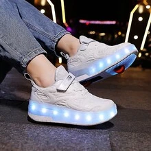 新款兒童led雙輪運動鞋,帶有溜冰功能,提供兩種顏色 - 白色 - 查看 6