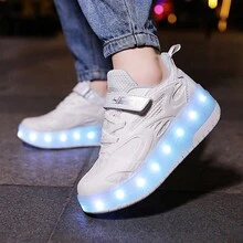 新款兒童led雙輪運動鞋,帶有溜冰功能,提供兩種顏色 - 白色 - 查看 3