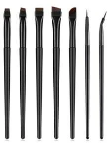 7pcs Eye Makeup Brush Set With Eyebrow Brush, Eyeliner Brush, Flat Definer Brush For Makeup Artist