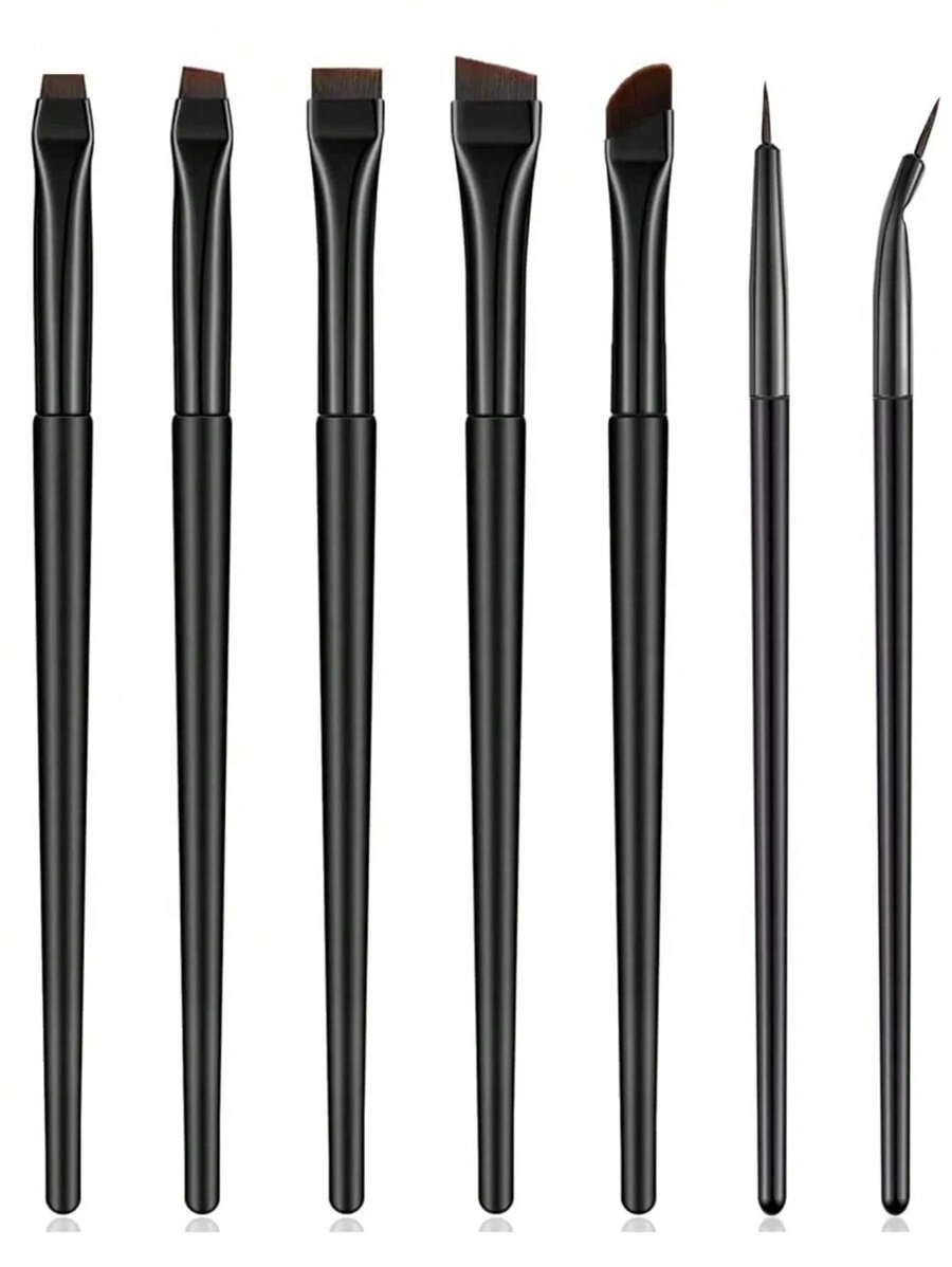 7pcs Eye Makeup Brush Set With Eyebrow Brush, Eyeliner Brush, Flat Definer Brush For Makeup Artist