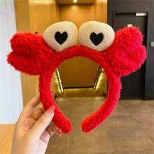 1pc Cute Crab Shaped Hairband For Washing Face, Makeup, Bathing And Hair Styling - Red - View 4