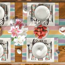1pc Colour He Is Risen Cross Easter Placemats 12x18 Inch Seasonal Table Mats For Party Kitchen Dining Decoration - Color Border Cross - View 5