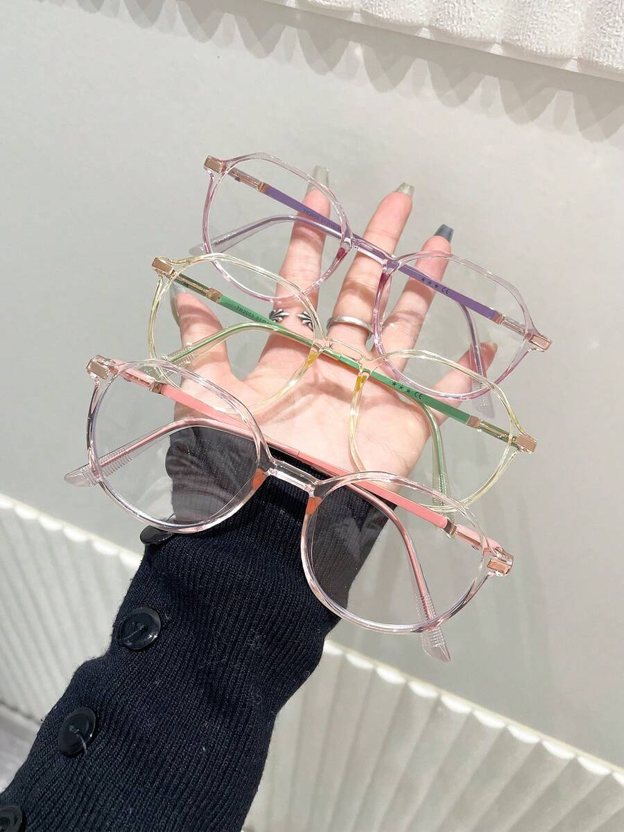 Unisex Small Round Frame Non-Prescription Glasses With Candy-Colored Decorative Lenses Suitable For Daily Reading, Computer Use And Cell Phone Playing - Multicolor - View 1