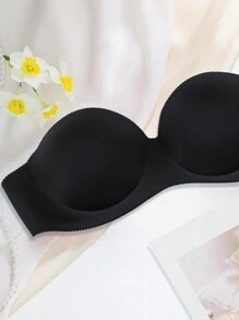 Thin Material Glossy Strapless Bra With Push Up, Slip Resistance, Side Support And Invisible Strap For Wedding Dress, Lingerie