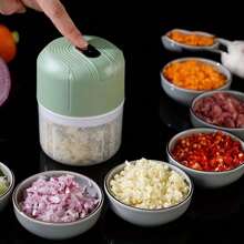 Electric Mini Garlic Chopper, Multifunctional Food Processor, Garlic Mincer, Onion Chopper, Meat Grinder, Usb Charging - White - View 1