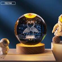 1入組3D水晶球木底夜燈，生日禮物，母親節禮物，情人節禮物，結婚週年紀念日禮物，客廳，室內，家用桌面裝飾，氛圍燈為女友，妻子，朋友 - led水晶球夜燈 - 查看 6