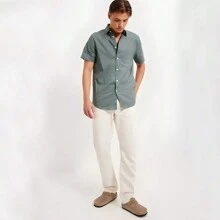 Men's Short Sleeve Button Down Linen Shirts,Men's Cotton Linen Casual Shirts Beach Collar Short Sleeve Long Sleeve Button Down Shirt,Men's Linen Shirt Long Sleeve Casual Hippie Cotton Shirts For Men Beach, With Pocket - Grey - View 4