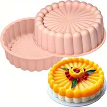 1pc, Cake Mold, Round Cake Pan, Non-Stick Cake Mold, Silicone Cake Mold, Baking Pans For Wedding Birthday Party, DIY Baking Tool, Multifunctional Household Cake Mold, Kitchen Stuff, Kitchen Gadgets - Pink - View 1