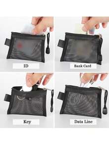 1 Miếng Lưới Túi Lưu trữ  , Lưới Dây kéo Cái túi , Túi đựng Văn phòng phẩm Túi Lưu trữ  , Thẻ xe buýt Giá đỡ Có thể mang đi Túi hồ sơ , Lưu trữ , Huy hiệu tiền xu) Túi bảo quản Thẻ Thẻ ngân hàng hoặc thẻ ghi nợ Túi bảo quản , Hằng ngày Bất cứ lúc nào Túi bảo quản ( Đen ) - màu đen - Xem 4