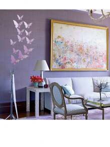 12pcs Purple 3D Hollow Out Butterfly Sticker Purple Butterfly Decorations For Wedding Birthday Party Cake And Room Decorations 3D Butterfly Wall Decor 12pcs 3 Sizes - Mauve Purple - View 6