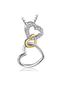 JewelryPalace 1入組簡單優雅925純銀愛心設計精美多面剪裁圓形立方氧化鋯裝飾銀吊墜項鍊,適合女性和女孩日常穿戴,精美珠寶 - 白色 - 查看 5