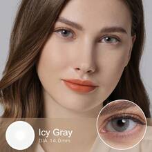 Magister 彩色隱形眼鏡 2 片/盒 Queen 冰灰色 14.0 毫米 公元前 6 個月 8.5 毫米度數 0.00 適合深色和淺色眼睛 - 冰灰色 - 查看 5