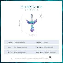 bamoer 1個925純銀彩色搪瓷飛龍吊墜珠,彩色火鳥珠,可用於女士手鍊項鍊diy - 銀色 - 查看 13