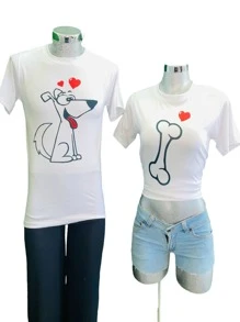 Playera Duo Parejas 2 Piezas Varios Diseños Hombre Y Mujer - Perrito - Ver 2
