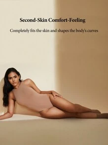 1件女士無縫無袖造型衣,有收腹控制功能的緊身連褲裝 - 杏色 - 查看 5