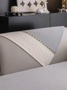 1 pièce Ensemble de housse de canapé en patchwork de chenille, comprenant des housses de coussin de canapé 1/2/3/4 places, housse d'accoudoir, housse de dossier, anti-dérapant, convient à toutes les saisons - Gris pâle - Voir 3