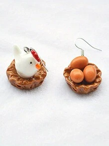 卡通小雞和蛋的3d設計新奇耳環,適合日常穿戴和節日,完美的禮物節日 - 雞+三色蛋 - 查看 7