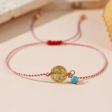 1入dainty Martis系列3mm銅珠合成綠松石jesus圓形墜子2024年新款希臘三月女士手鐲 - 彩色 - 查看 7