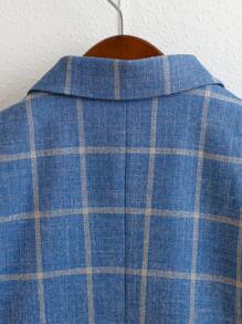 2pcs Young Boy Plaid Suit Set Including Suit Jacket, Pants And Bow Tie, Spring - Blue - View 6