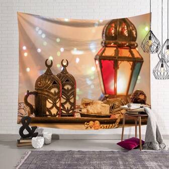 1 件桃皮背景布、壁挂布、月亮和蜡烛装饰、摄影背景、挂毯、壁毯、房间旗帜、房间装饰、墙壁装饰、墙壁艺术、房间用品、房间旗帜、家居装饰