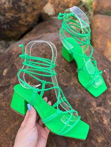 Women Heeled Sandals - 綠色 - 查看 2