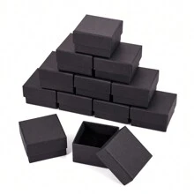 6/12/24pcs Classic Black Paper Jewelry Gift Box For Necklace, Ring, Perfect For Festival Gift Packaging - Black - View 10