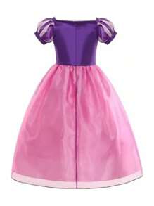 Encantador Disfraz de Princesa Rapunzel para Niñas, Vestido Morado con Accesorios Brillantes, Ideal para Cosplay y Fiestasy - Albaricoque - Ver 4