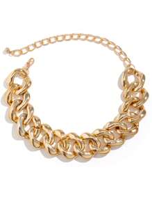 1個歐美朋克風格嘻哈粗鏈頸鍊,搭配誇張的方形扣墜飾,適合女性簡約配件