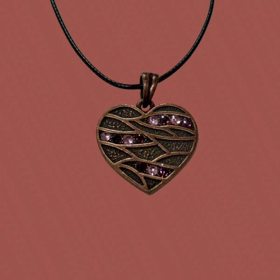 Collar de Corazon Color Bronce - Bronce antiguo - Ver 1